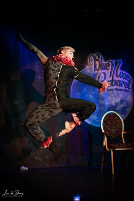 Joshua Deanperforming at the Blue Moon Cabaret - The Decadent Burlesque Soiree by Boudoir Noir Production, Finest Vintage Entertainment!